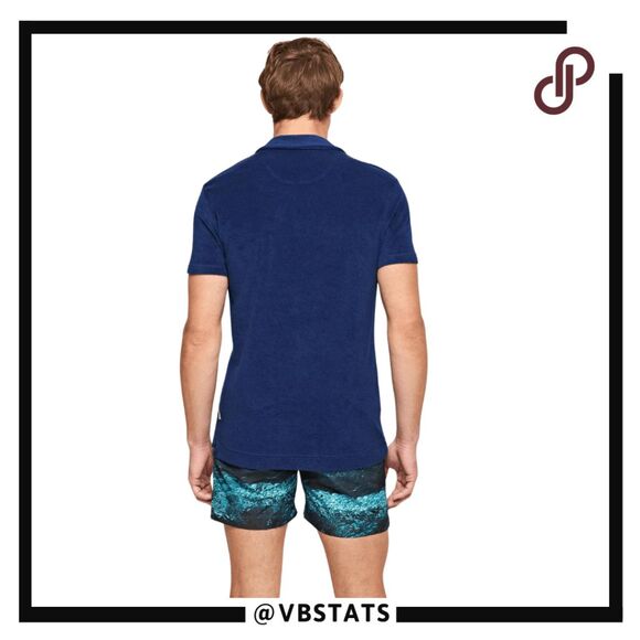 Orlebar Brown Mens Washed Tailor Fit Towelling Resort Polo Shirt Blue Size Large - Picture 3 of 10